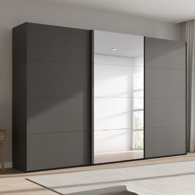 Beluga Extra Sliding Wardrobe - 361cm - 3 Door - Mirror - Graphite
