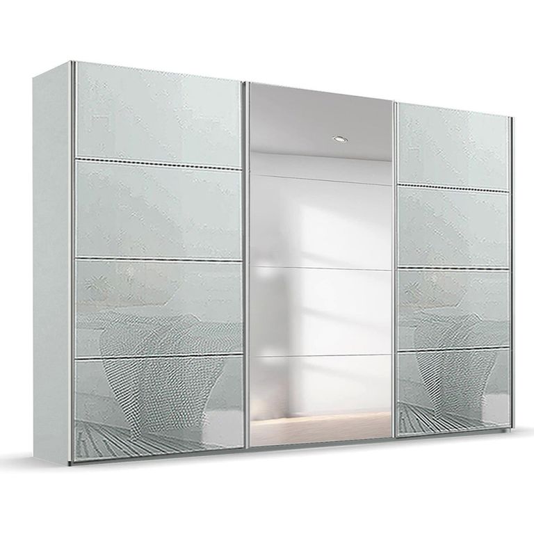 Beluga Extra Sliding Wardrobe - 361cm - 3 Door - Mirror - Silk Grey & Silk Grey Glass