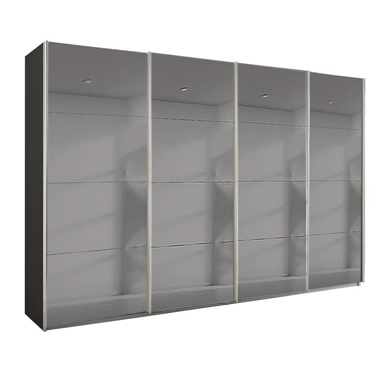 Beluga Extra Sliding Wardrobe - 361cm - 4 Door - Grey Mirrored - Graphite