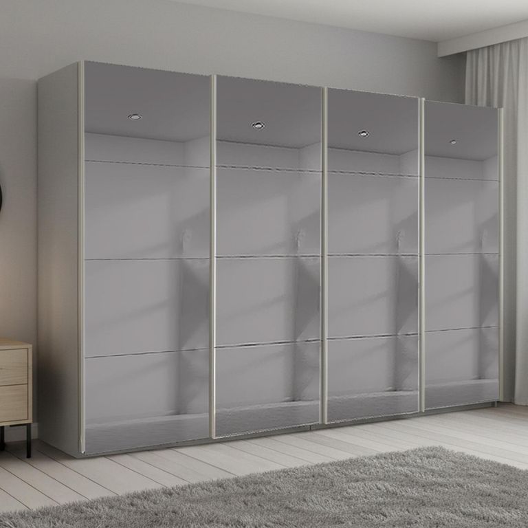 Beluga Extra Sliding Wardrobe - 361cm - 4 Door - Grey Mirrored - Silk Grey