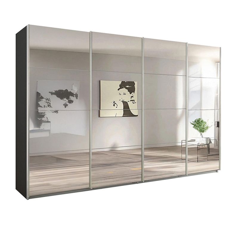 Beluga Extra Sliding Wardrobe - 361cm - 4 Door - Mirrored - Graphite