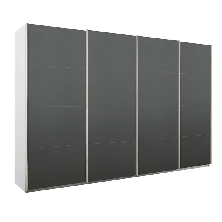 Beluga Extra Sliding Wardrobe - 361cm - 4 Door - Alpine White & Graphite