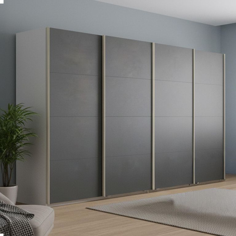 Beluga Extra Sliding Wardrobe - 361cm - 4 Door - Alpine White & Graphite