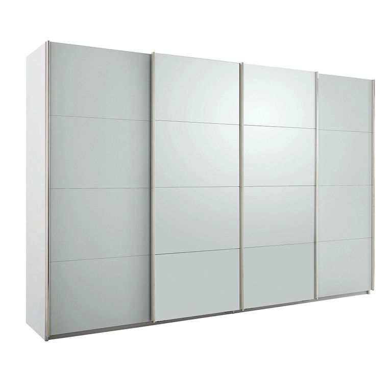 Beluga Extra Sliding Wardrobe - 361cm - 4 Door - Alpine White & Silk Grey