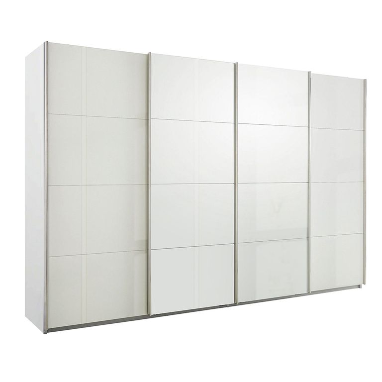 Beluga Extra Sliding Wardrobe - 361cm - 4 Door - Alpine White & White High Gloss