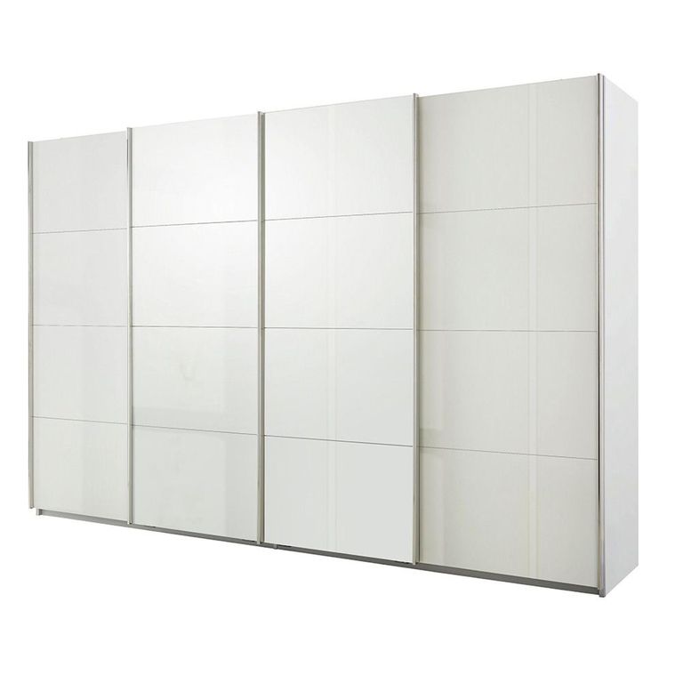 Beluga Extra Sliding Wardrobe - 361cm - 4 Door - Alpine White & White High Gloss