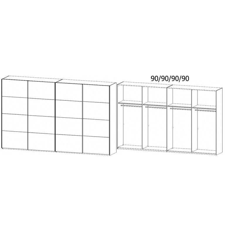 Beluga Extra Sliding Wardrobe - 361cm - 4 Door - Artisan Oak & Silk Grey