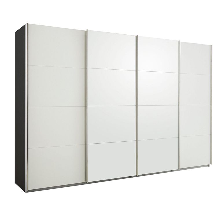 Beluga Extra Sliding Wardrobe - 361cm - 4 Door - Graphite & Alpine White