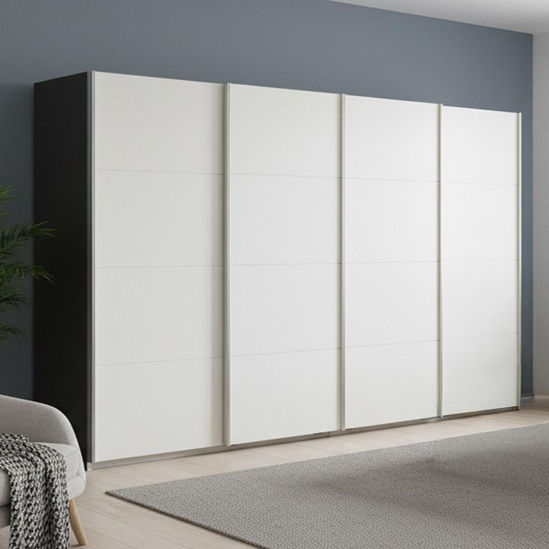 Beluga Extra Sliding Wardrobe - 361cm - 4 Door - Graphite & Alpine White