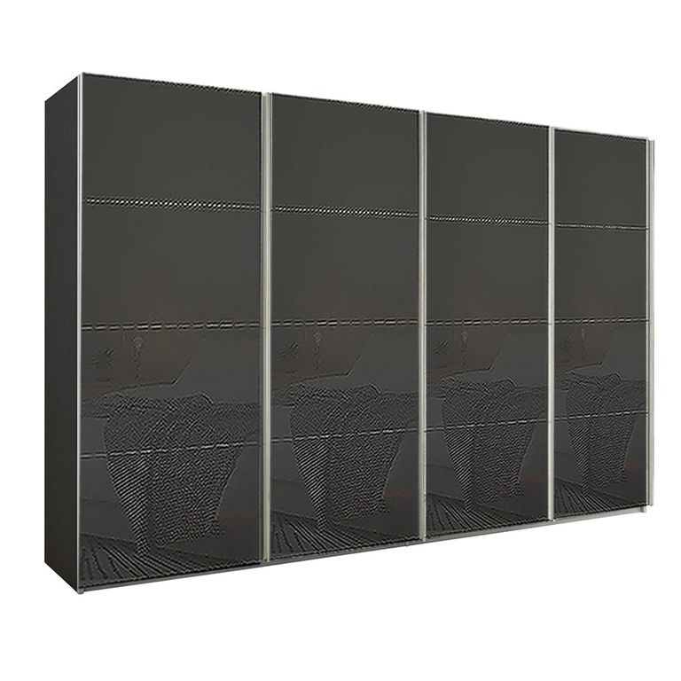 Beluga Extra Sliding Wardrobe - 361cm - 4 Door - Graphite & Basalt Glass
