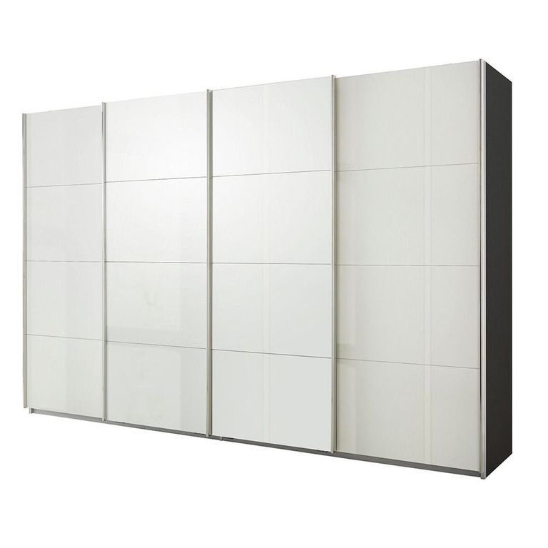 Beluga Extra Sliding Wardrobe - 361cm - 4 Door - Graphite & White High Gloss