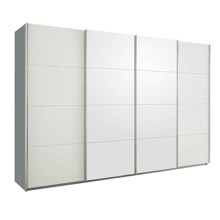 Beluga Extra Sliding Wardrobe - 361cm - 4 Door - Silk Grey & Alpine White