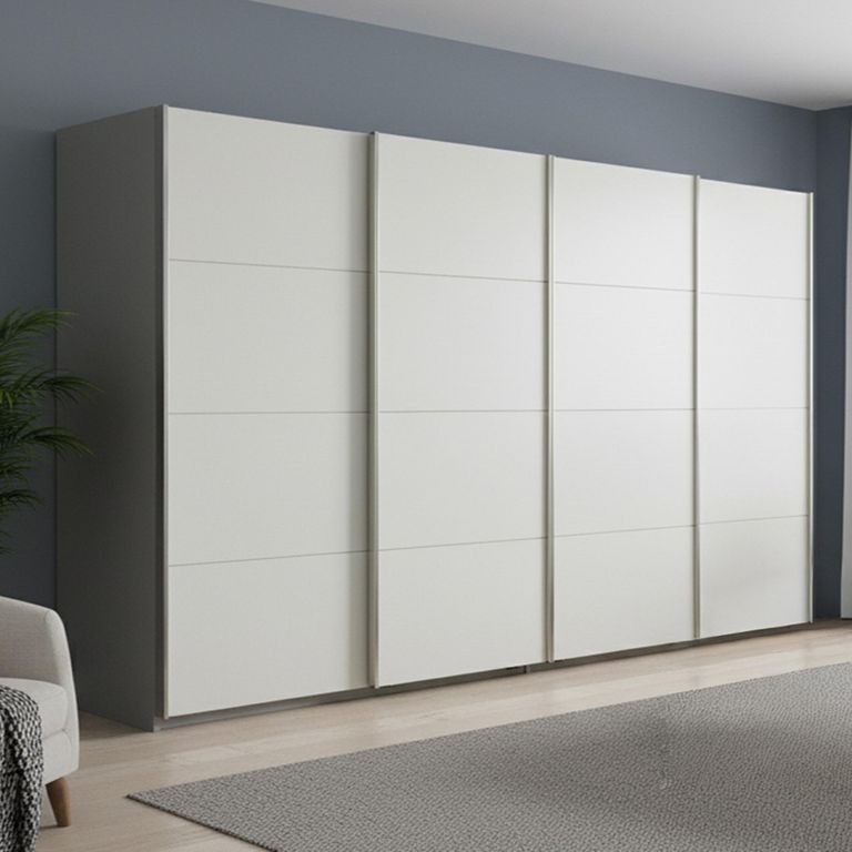 Beluga Extra Sliding Wardrobe - 361cm - 4 Door - Silk Grey & Alpine White