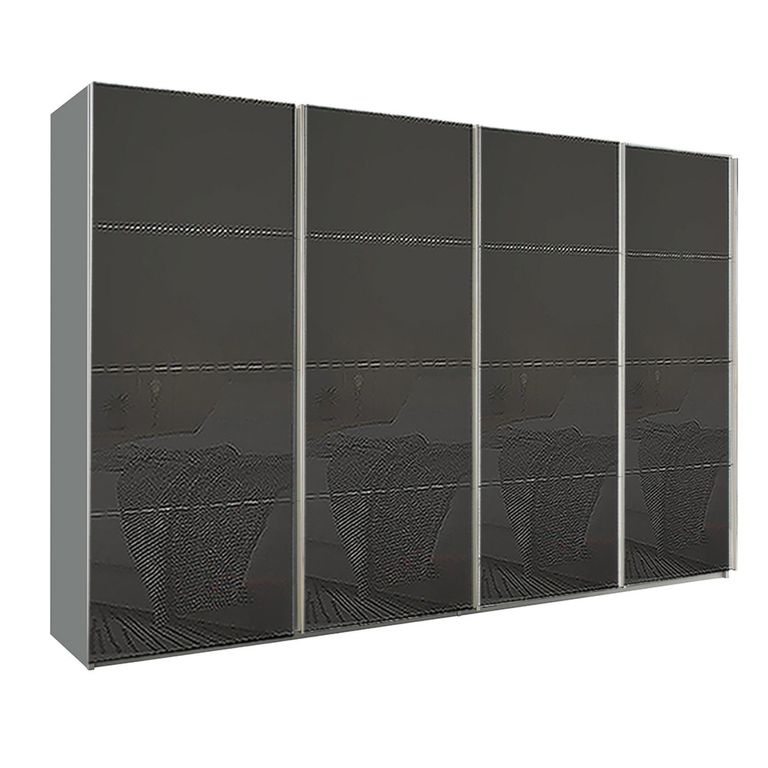 Beluga Extra Sliding Wardrobe - 361cm - 4 Door - Silk Grey & Basalt Glass