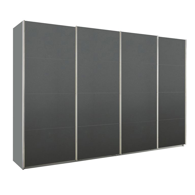 Beluga Extra Sliding Wardrobe - 361cm - 4 Door - Silk Grey & Graphite