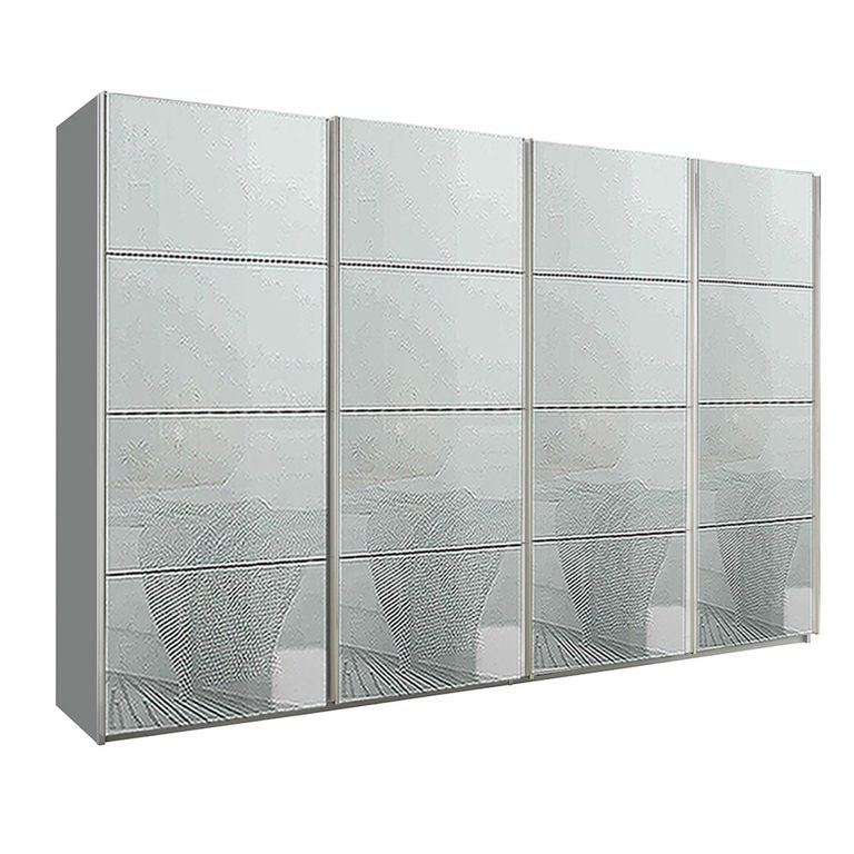 Beluga Extra Sliding Wardrobe - 361cm - 4 Door - Silk Grey & Silk Grey Glass