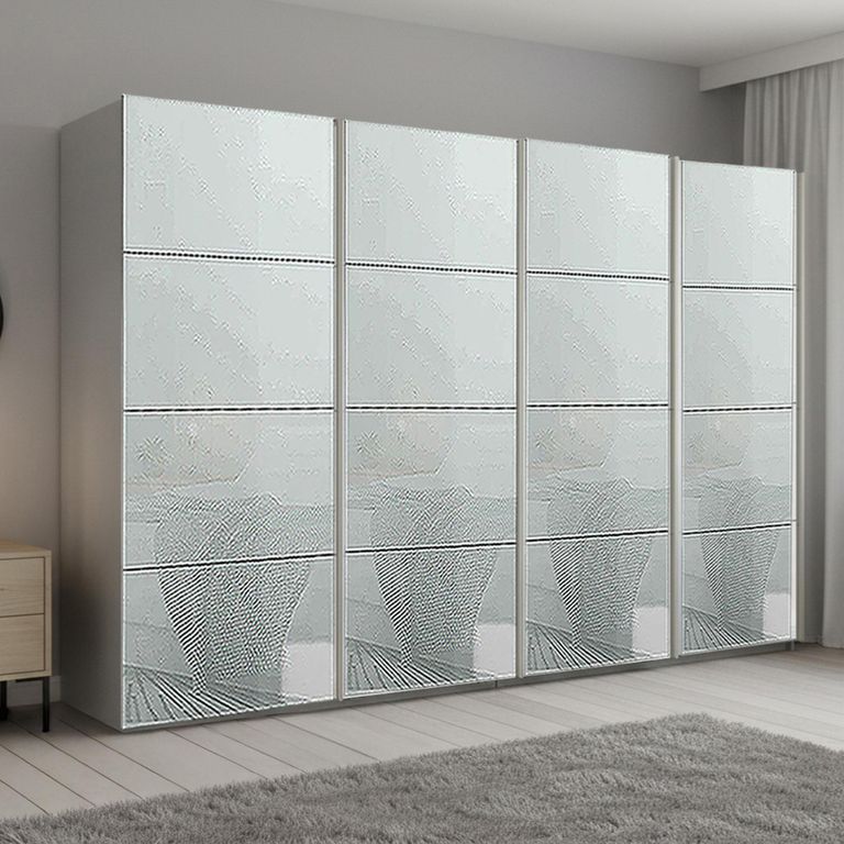 Beluga Extra Sliding Wardrobe - 361cm - 4 Door - Silk Grey & Silk Grey Glass