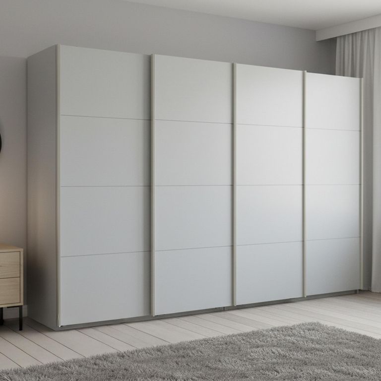 Beluga Extra Sliding Wardrobe - 361cm - 4 Door - Silk Grey