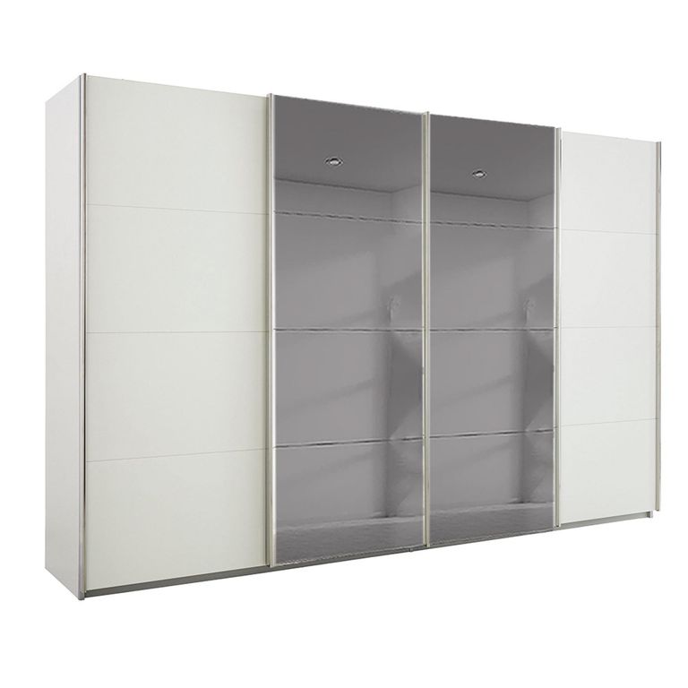 Rauch Beluga Extra 361cm 4 Door Sliding Wardrobe with Grey Mirror - Alpine White