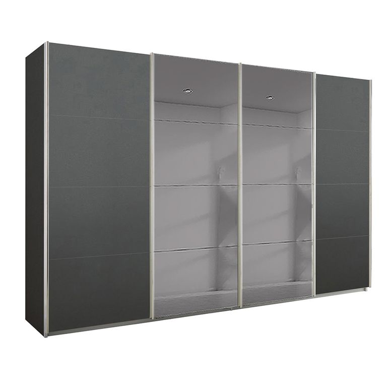 Rauch Beluga Extra 361cm 4 Door Sliding Wardrobe with Grey Mirror - Graphite