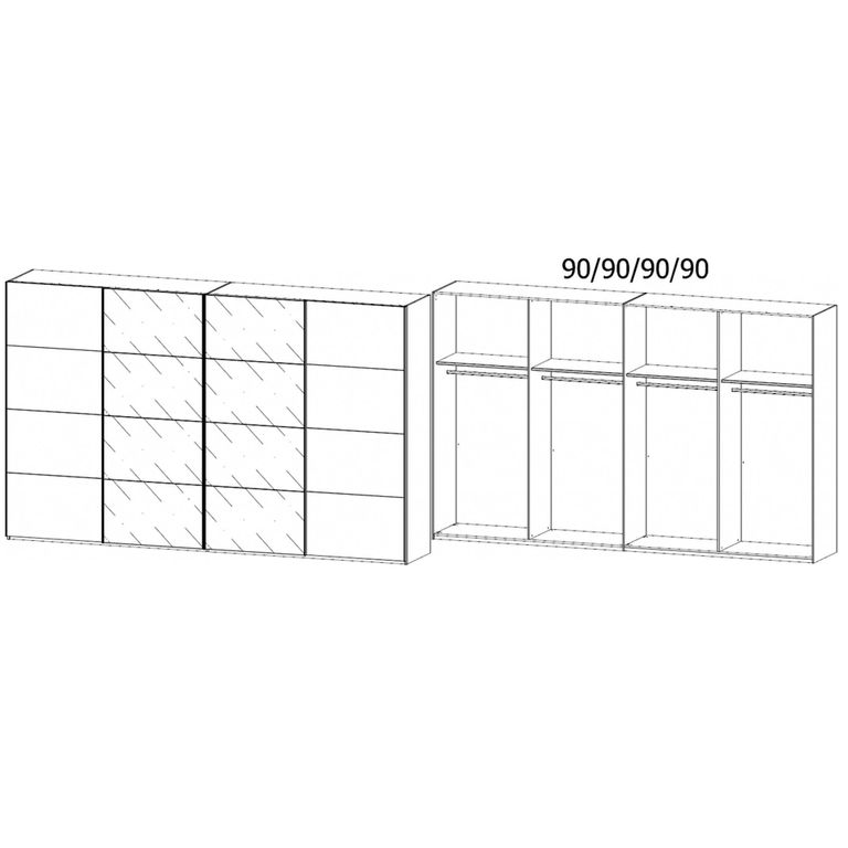 Rauch Beluga Extra 361cm 4 Door Sliding Wardrobe with Grey Mirror - Graphite