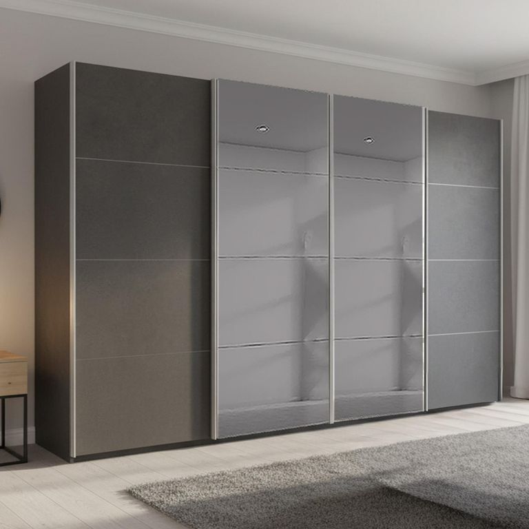 Rauch Beluga Extra 361cm 4 Door Sliding Wardrobe with Grey Mirror - Graphite