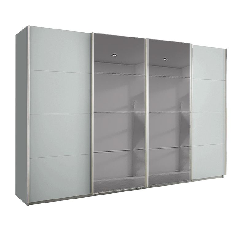 Rauch Beluga Extra 361cm 4 Door Sliding Wardrobe with Grey Mirror - Silk Grey