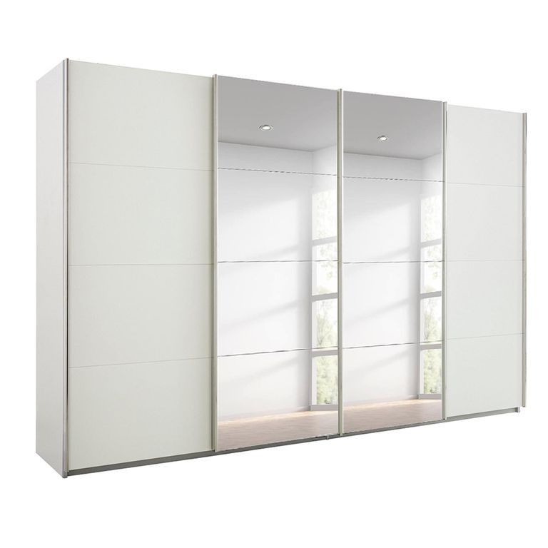 Beluga Extra Sliding Wardrobe - 361cm - 4 Door - Mirror - Alpine White