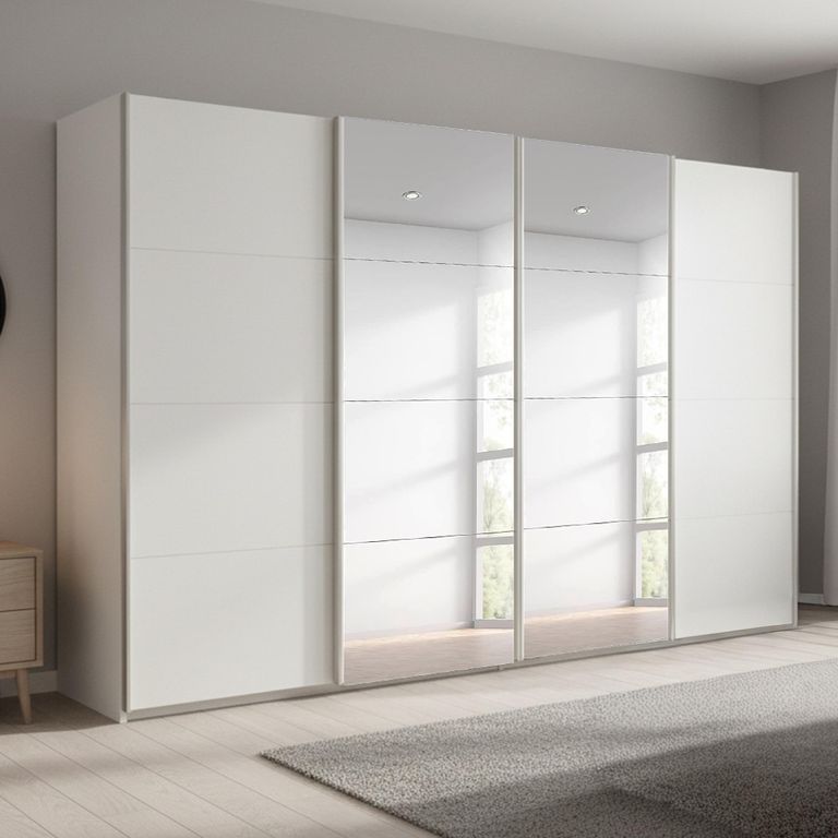 Beluga Extra Sliding Wardrobe - 361cm - 4 Door - Mirror - Alpine White
