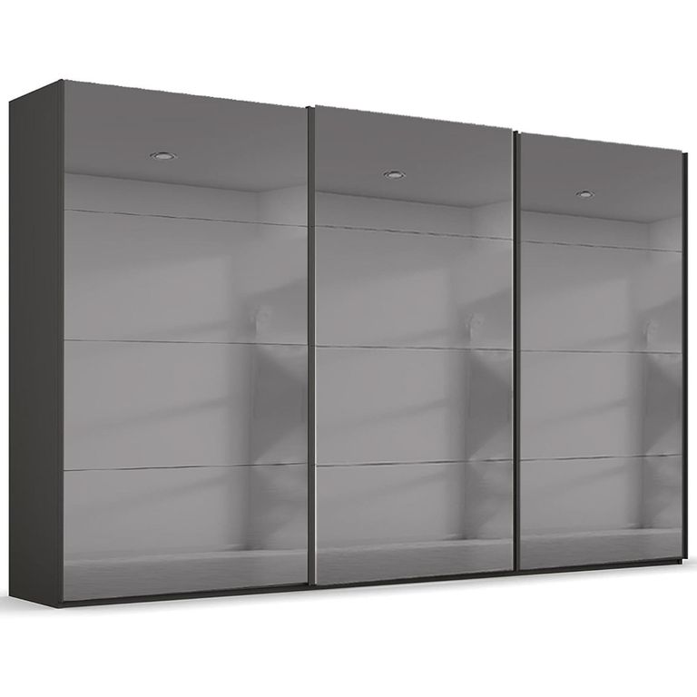 Beluga Extra Sliding Wardrobe - 406cm - 3 Door - Grey Mirrored - Graphite