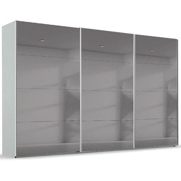 Beluga Extra Sliding Wardrobe - 406cm - 3 Door - Grey Mirrored - Silk Grey