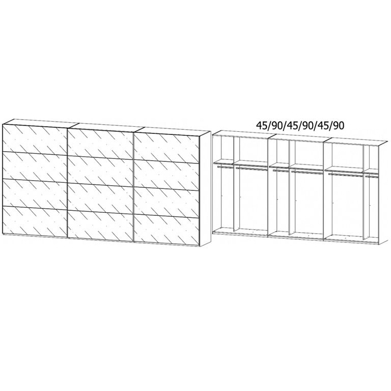 Beluga Extra Sliding Wardrobe - 406cm - 3 Door - Grey Mirrored - Silk Grey