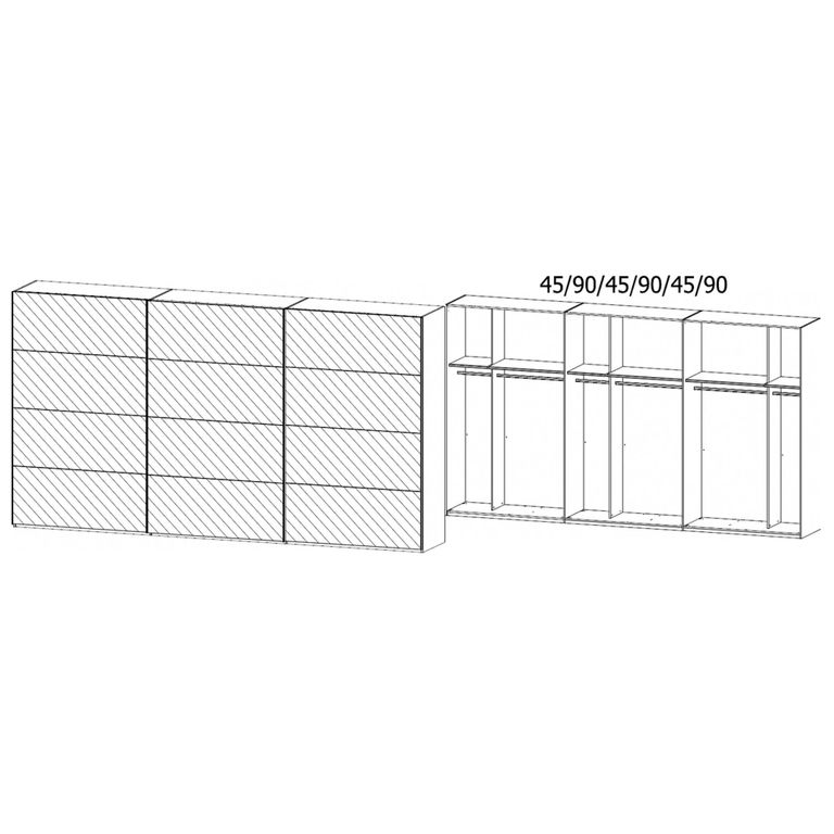 Beluga Extra Sliding Wardrobe - 406cm - 3 Door - Mirrored - Alpine White