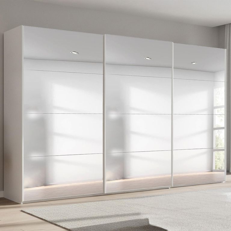 Beluga Extra Sliding Wardrobe - 406cm - 3 Door - Mirrored - Alpine White