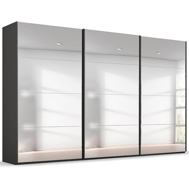 Beluga Extra Sliding Wardrobe - 406cm - 3 Door - Mirrored - Graphite