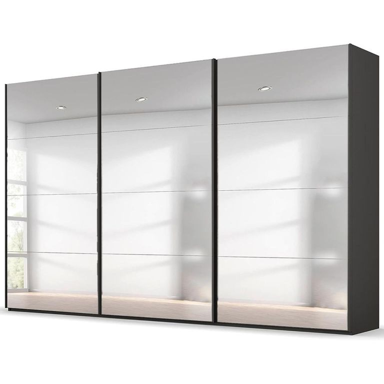 Beluga Extra Sliding Wardrobe - 406cm - 3 Door - Mirrored - Graphite