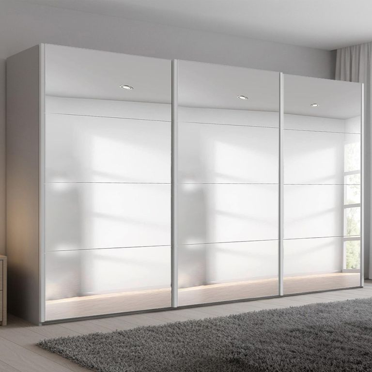 Beluga Extra Sliding Wardrobe - 406cm - 3 Door - Mirrored - Silk Grey