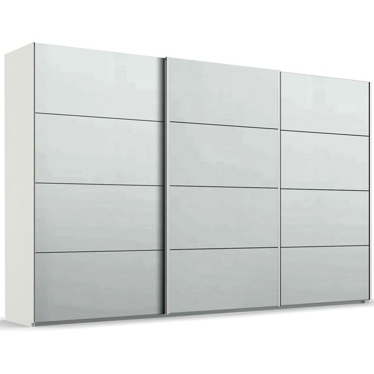 Beluga Extra Sliding Wardrobe - 406cm - 3 Door - Alpine White & Silk Grey