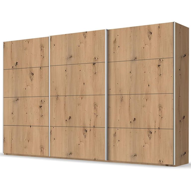 Beluga Extra Sliding Wardrobe - 406cm - 3 Door - Artisan Oak