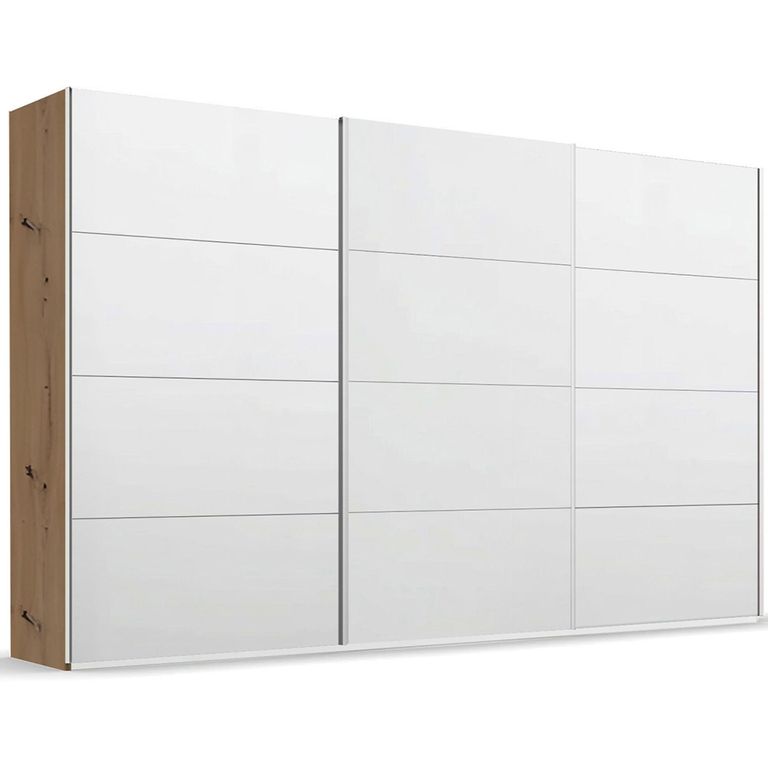 Beluga Extra Sliding Wardrobe - 406cm - 3 Door - Artisan Oak & Alpine White