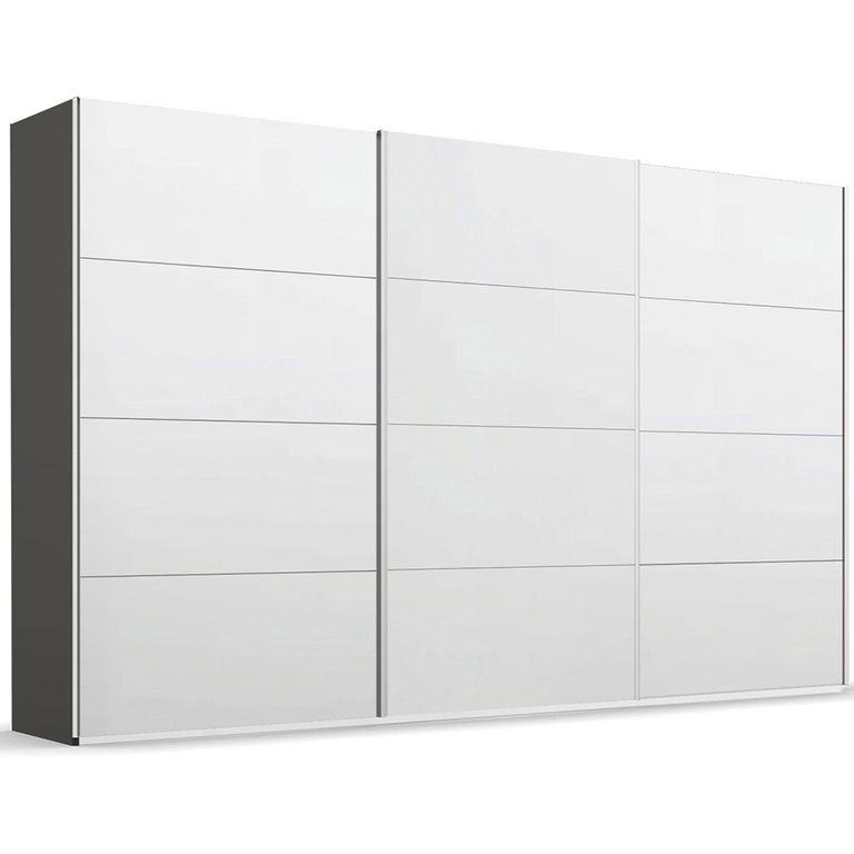 Beluga Extra Sliding Wardrobe - 406cm - 3 Door - Graphite & Alpine White