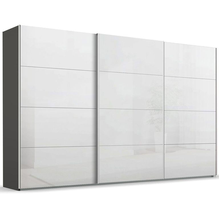Beluga Extra Sliding Wardrobe - 406cm - 3 Door - Graphite & White High Gloss