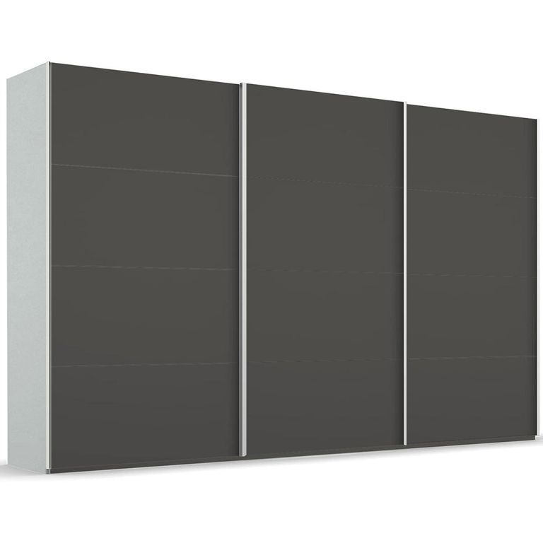 Beluga Extra Sliding Wardrobe - 406cm - 3 Door - Silk Grey & Graphite