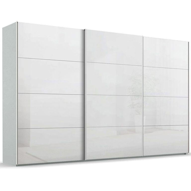 Beluga Extra Sliding Wardrobe - 406cm - 3 Door - Silk Grey & White High Gloss