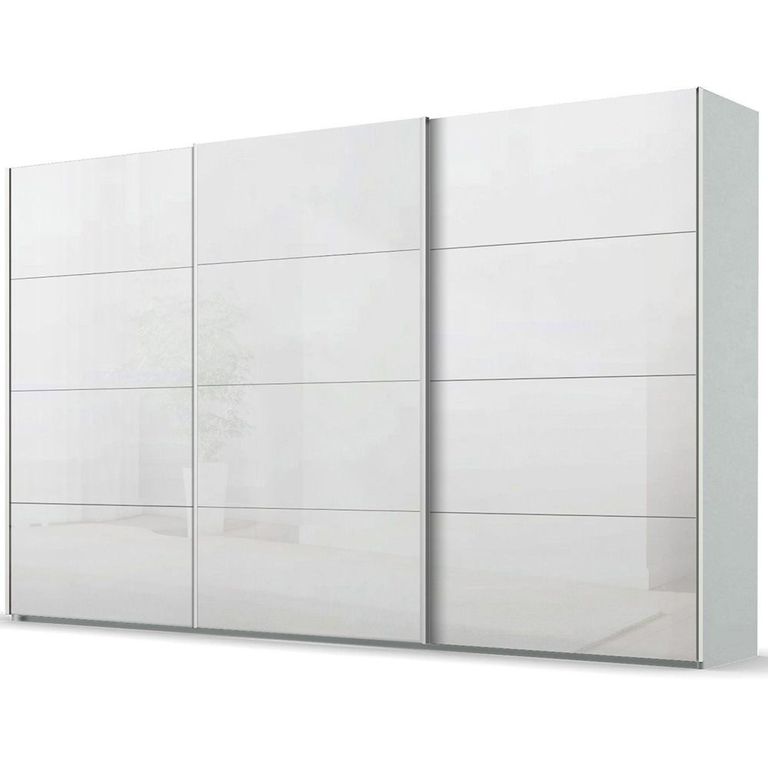 Beluga Extra Sliding Wardrobe - 406cm - 3 Door - Silk Grey & White High Gloss