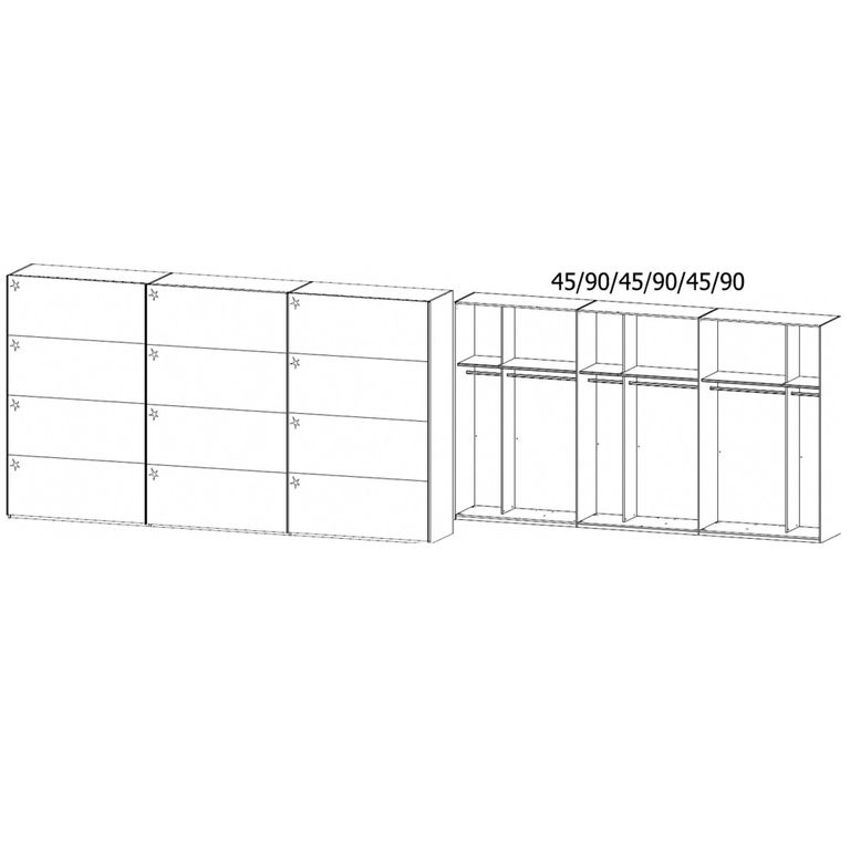 Beluga Extra Sliding Wardrobe - 406cm - 3 Door - Silk Grey & White High Gloss