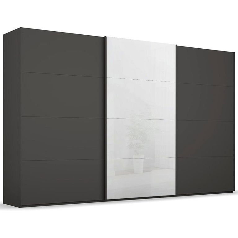 Beluga Extra Sliding Wardrobe - 406cm - 3 Door - White High Gloss & Graphite Front