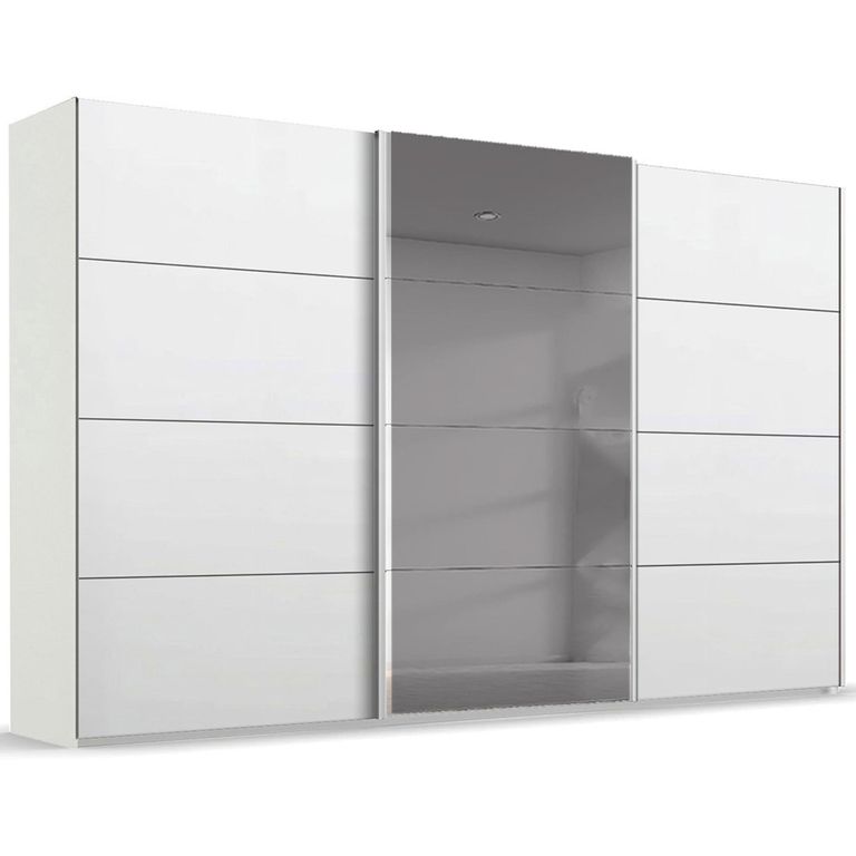 Rauch Beluga Extra 406cm 3 Door Sliding Wardrobe with Grey Mirror - Alpine White