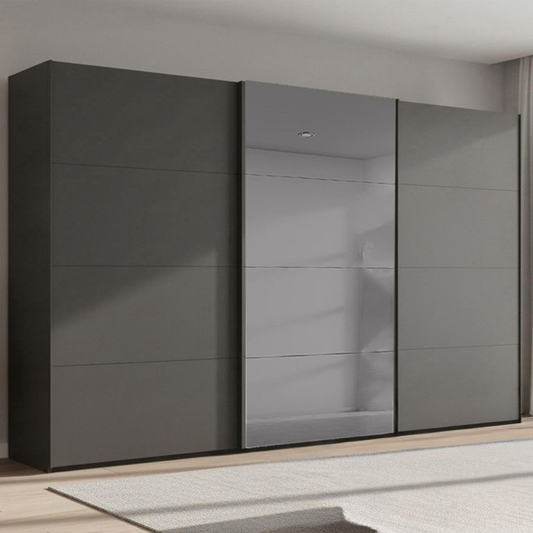 Rauch Beluga Extra 406cm 3 Door Sliding Wardrobe with Grey Mirror - Graphite