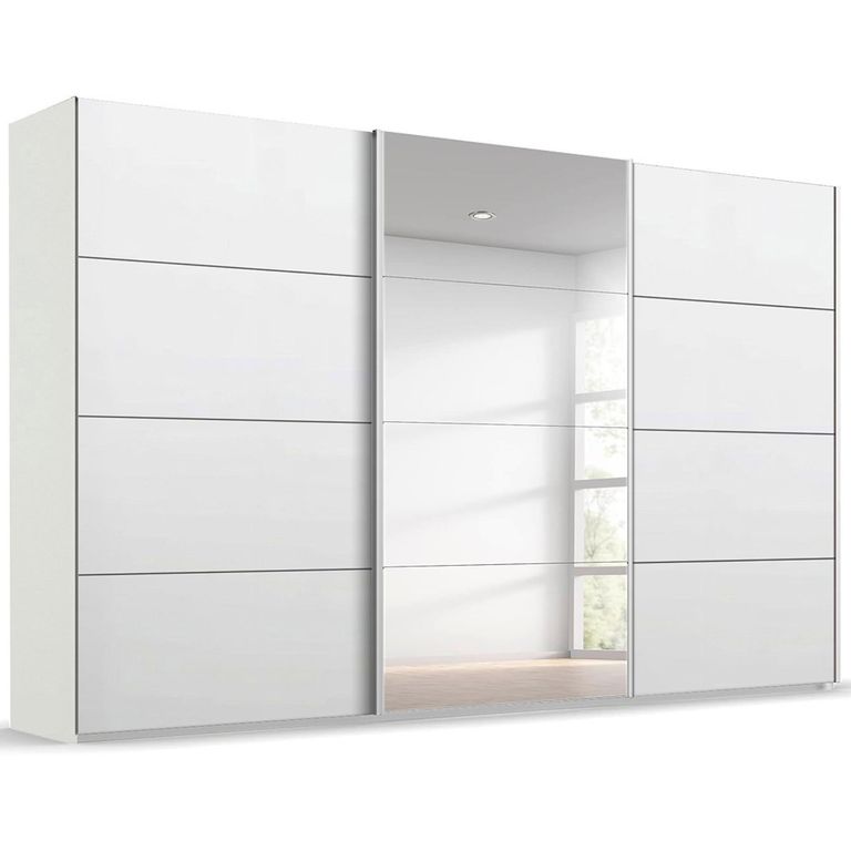 Beluga Extra Sliding Wardrobe - 406cm - 3 Door - Mirror - Alpine White
